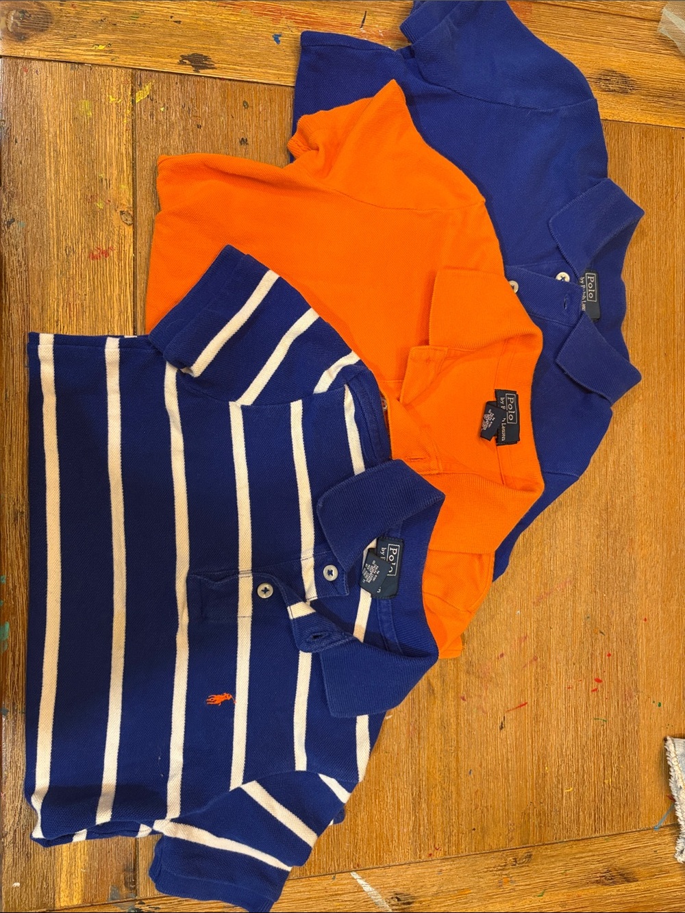Polo by Ralph Lauren Kids Royal Blue & Orange Polo Shirt Trio